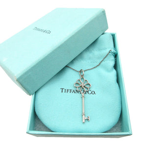 美品 ティファニー ノット キー 1Pダイヤ ネックレス シルバー925 シルバー 0276【中古】TIFFANY&Co.