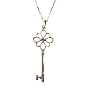 美品 ティファニー ノット キー 1Pダイヤ ネックレス シルバー925 シルバー 0276【中古】TIFFANY&Co.