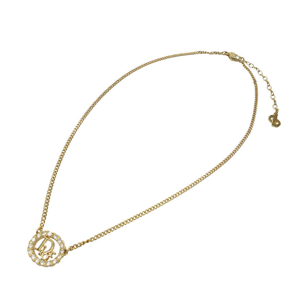 美品 クリスチャン ディオール ヴィンテージ ロゴ オーバル ネックレス メタル ゴールド 0290【中古】Christian Dior