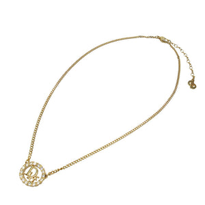 美品 クリスチャン ディオール ヴィンテージ ロゴ オーバル ネックレス メタル ゴールド 0290【中古】Christian Dior