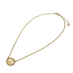 美品 クリスチャン ディオール ヴィンテージ ロゴ オーバル ネックレス メタル ゴールド 0290【中古】Christian Dior