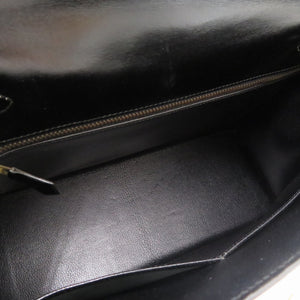 エルメス ケリー32 外縫い ボックスカーフ ブラック ゴールド金具 〇S刻印 ハンドバッグ 黒 0302 【中古】 HERMES