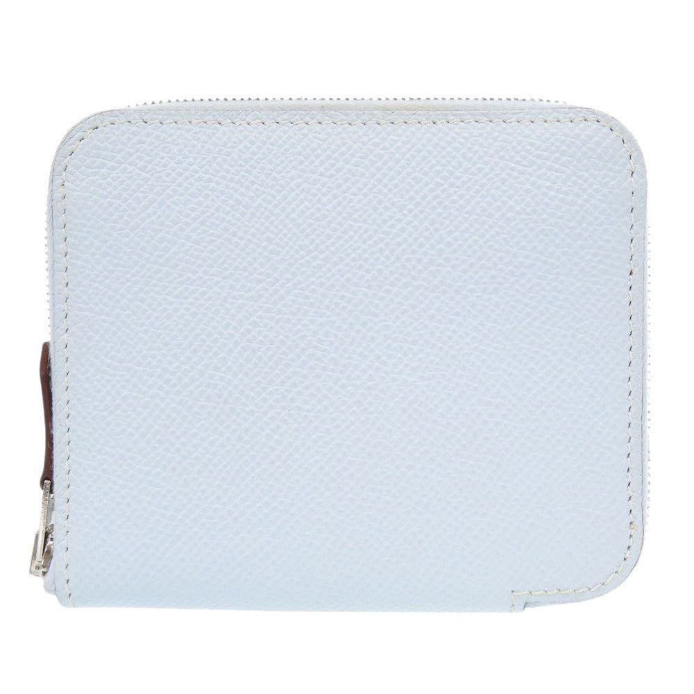 美品 エルメス アザップ シルクイン コンパクト ヴォーエプソン ブルーブリュム シルバー金具 Z刻印(2021年製) コインケース 財布 青 0340【中古】HERMES