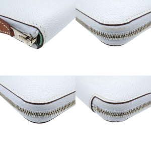 美品 エルメス アザップ シルクイン コンパクト ヴォーエプソン ブルーブリュム シルバー金具 Z刻印(2021年製) コインケース 財布 青 0340【中古】HERMES