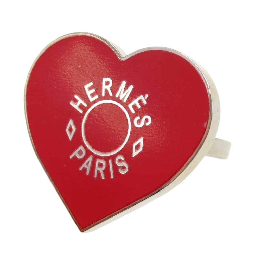 未使用品 エルメス クール ラック スカーフ 90 リング メタル レッド シルバー スカーフリング 0344【中古】HERMES