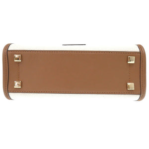 新品同様 ジミーチュウ アベニュー キャンバス レザー ベージュ ハンドバッグ トートバッグ 茶 0356 【中古】 JIMMY CHOO