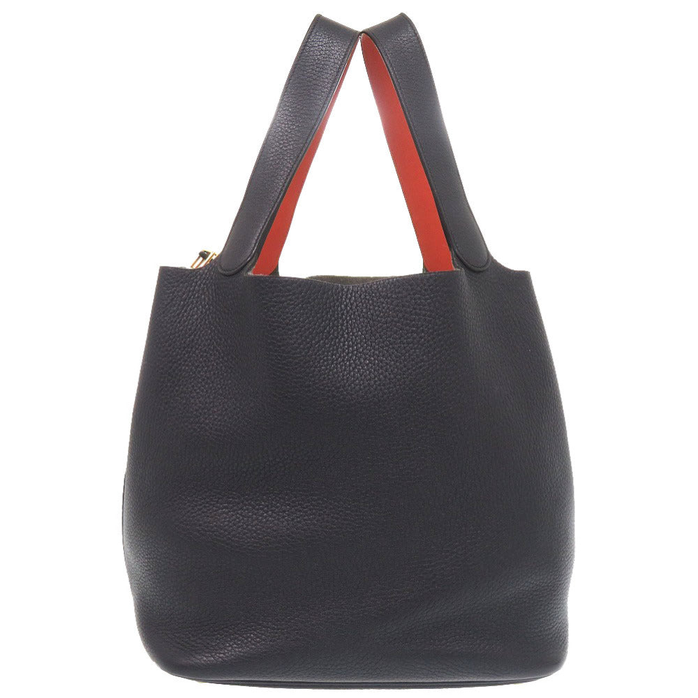 エルメス ピコタンロック エクラ GM トリヨンクレマンス ブルーニュイ オレンジポピー ゴールド金具 T刻印(2015年製) ハンドバッグ 紺 0374 【中古】 HERMES