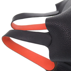 エルメス ピコタンロック エクラ GM トリヨンクレマンス ブルーニュイ オレンジポピー ゴールド金具 T刻印(2015年製) ハンドバッグ 紺 0374 【中古】 HERMES