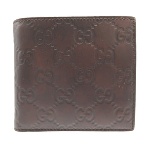 新品同様 グッチ グッチシマ 146223 レザー ブラウン 茶 2つ折り財布 財布 0400【中古】GUCCI