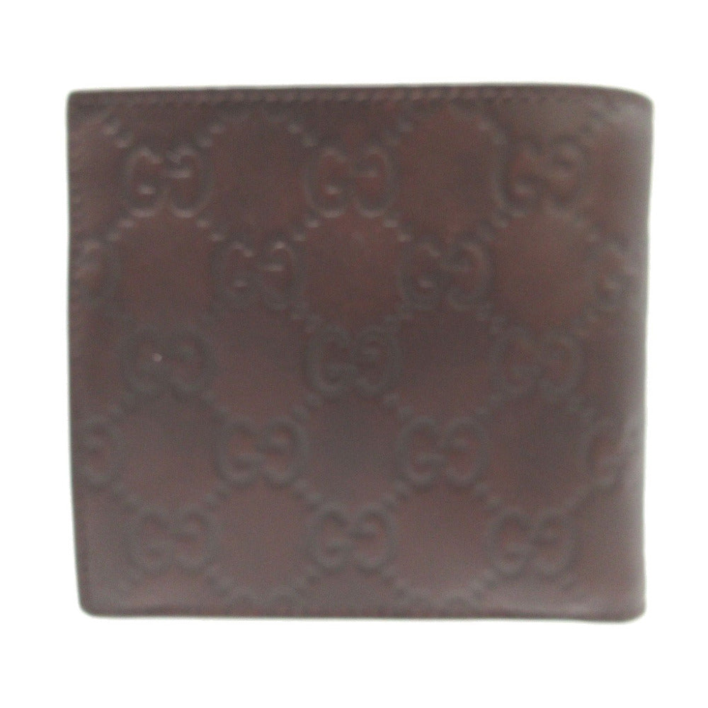 新品同様 グッチ グッチシマ 146223 レザー ブラウン 茶 2つ折り財布 財布 0400【中古】GUCCI