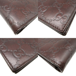 新品同様 グッチ グッチシマ 146223 レザー ブラウン 茶 2つ折り財布 財布 0400【中古】GUCCI