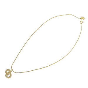 美品 クリスチャンディオール ロゴ ラインストーン GP ゴールド ネックレス 0412【中古】Christian Dior