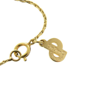 美品 クリスチャンディオール ロゴ ラインストーン GP ゴールド ネックレス 0412【中古】Christian Dior