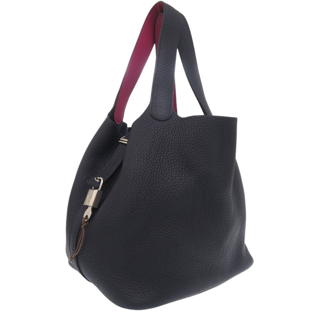 新品同様 エルメス ピコタンロックMM エクラ トリヨンクレマンス ブルーニュイ ローズパープル D刻印(2019年製) ハンドバッグ 紺 0435 【中古】 HERMES