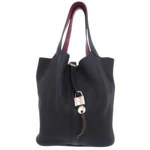 新品同様 エルメス ピコタンロックMM エクラ トリヨンクレマンス ブルーニュイ ローズパープル D刻印(2019年製) ハンドバッグ 紺 0435 【中古】 HERMES