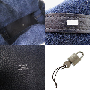 新品同様 エルメス ピコタンロックMM エクラ トリヨンクレマンス ブルーニュイ ローズパープル D刻印(2019年製) ハンドバッグ 紺 0435 【中古】 HERMES