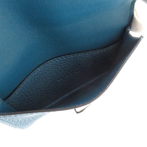 美品 エルメス ドゴン トリヨンクレマンス ブルーイズミール X刻印(2016年製) カードケース 青 0436【中古】HERMES