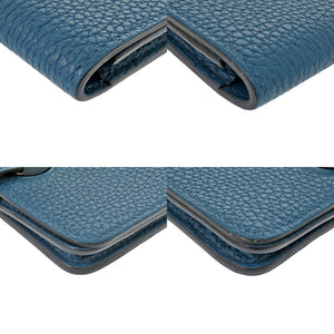 美品 エルメス ドゴン トリヨンクレマンス ブルーイズミール X刻印(2016年製) カードケース 青 0436【中古】HERMES