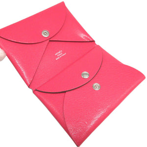 美品 エルメス カルヴィデュオ シェーブル B刻印(2023年製) ローズエクストリーム カード コインケース 0437【中古】HERMES