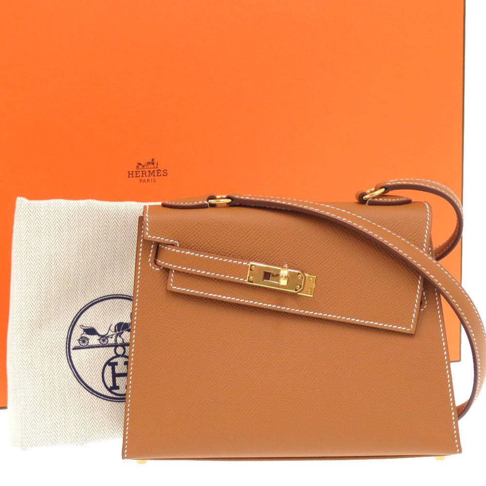 未使用 エルメス ケリー20 無秩序 外縫い ヴォーエプソン ゴールド ゴールド金具 B刻印(2023年製) ショルダーバッグ 0447 【中古】 HERMES