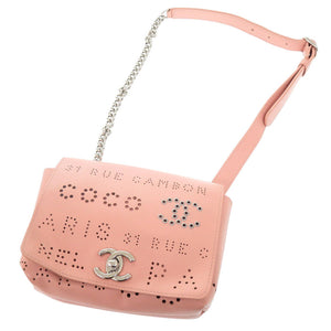 美品 シャネル パンチング レザー ピンク 27番台 シルバーチェーン ショルダーバッグ ココマーク 0449【中古】CHANEL