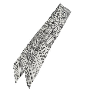 未使用 エルメス ツイリー フリル エプロン ドール シルク ホワイト ブラック 白 黒 スカーフ 0453【中古】HERMES