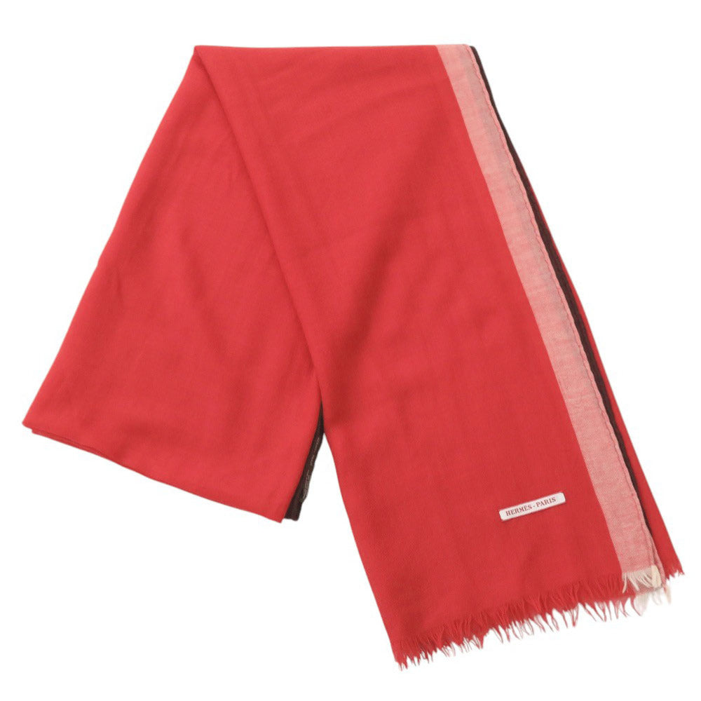 美品 エルメス カシミヤ レッド ストール 赤 0454【中古】HERMES