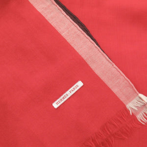 美品 エルメス カシミヤ レッド ストール 赤 0454【中古】HERMES