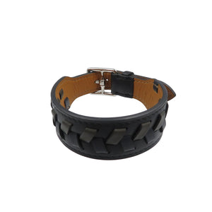 美品 エルメス エトリヴィエール ダービー T5 U刻印 レザー シルバー金具 ブラック カーキ ブレスレット 0456【中古】HERMES