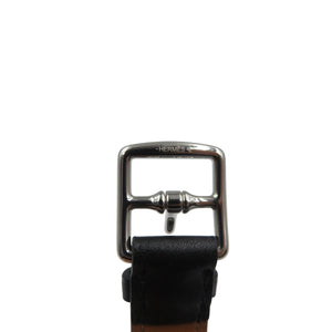 美品 エルメス エトリヴィエール ダービー T5 U刻印 レザー シルバー金具 ブラック カーキ ブレスレット 0456【中古】HERMES