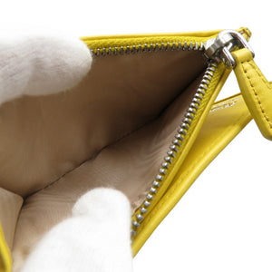 未使用 プラダ コンパクトウォレット 1ML050 レザー シルバー金具 イエロー 二つ折り財布 0473【中古】PRADA