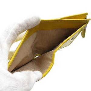 未使用 プラダ コンパクトウォレット 1ML050 レザー シルバー金具 イエロー 二つ折り財布 0473【中古】PRADA