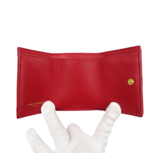 未使用 サンローランパリ タイニーウォレット 505118 レザー ゴールド金具 レッド 赤 三つ折り財布 0474【中古】SAINT LAURENT PARIS