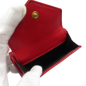 未使用 サンローランパリ タイニーウォレット 505118 レザー ゴールド金具 レッド 赤 三つ折り財布 0474【中古】SAINT LAURENT PARIS