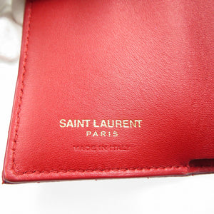 未使用 サンローランパリ タイニーウォレット 505118 レザー ゴールド金具 レッド 赤 三つ折り財布 0474【中古】SAINT LAURENT PARIS