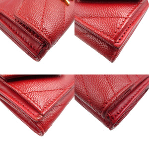 未使用 サンローランパリ タイニーウォレット 505118 レザー ゴールド金具 レッド 赤 三つ折り財布 0474【中古】SAINT LAURENT PARIS