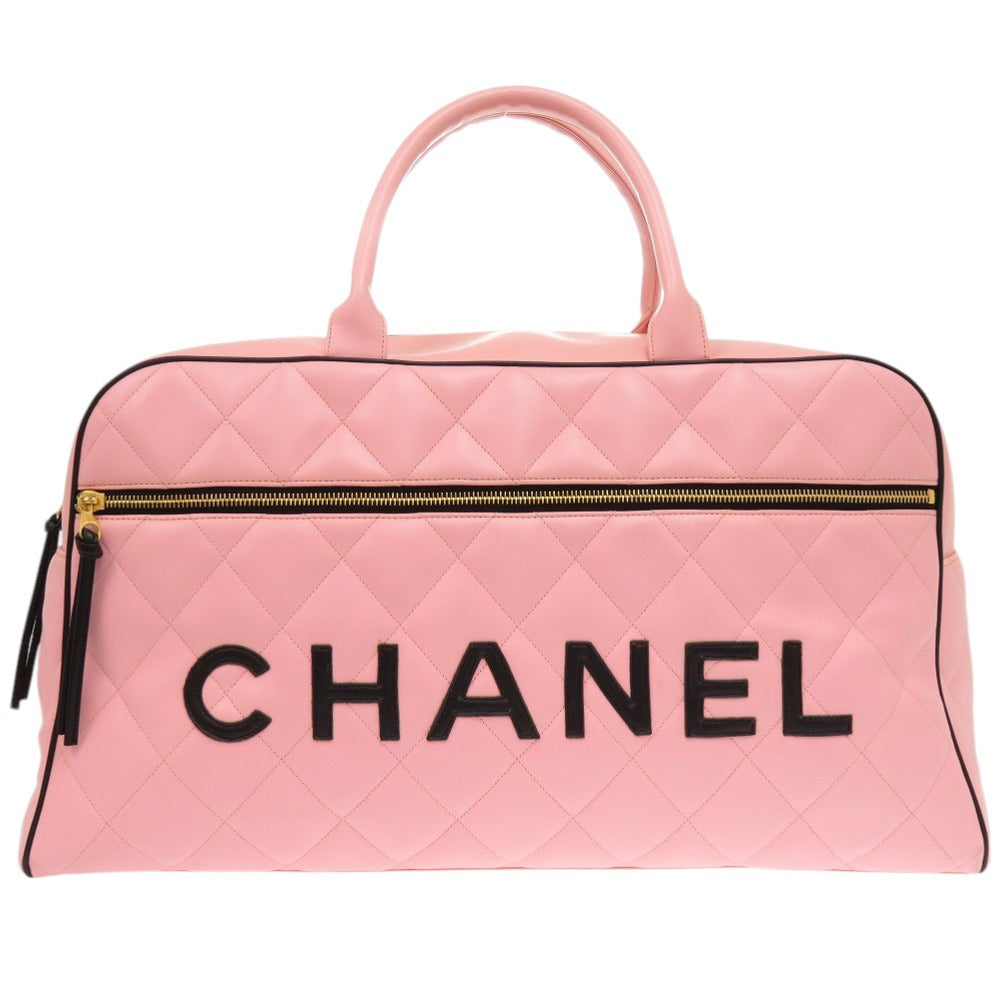 美品 シャネル マトラッセ ラムスキン ピンク 3番台 ロゴ ボストンバッグ 0475 【中古】 CHANEL