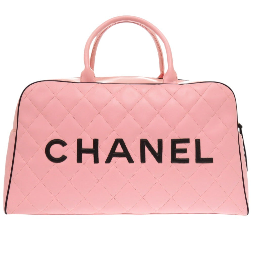 美品 シャネル マトラッセ ラムスキン ピンク 3番台 ロゴ ボストンバッグ 0475 【中古】 CHANEL