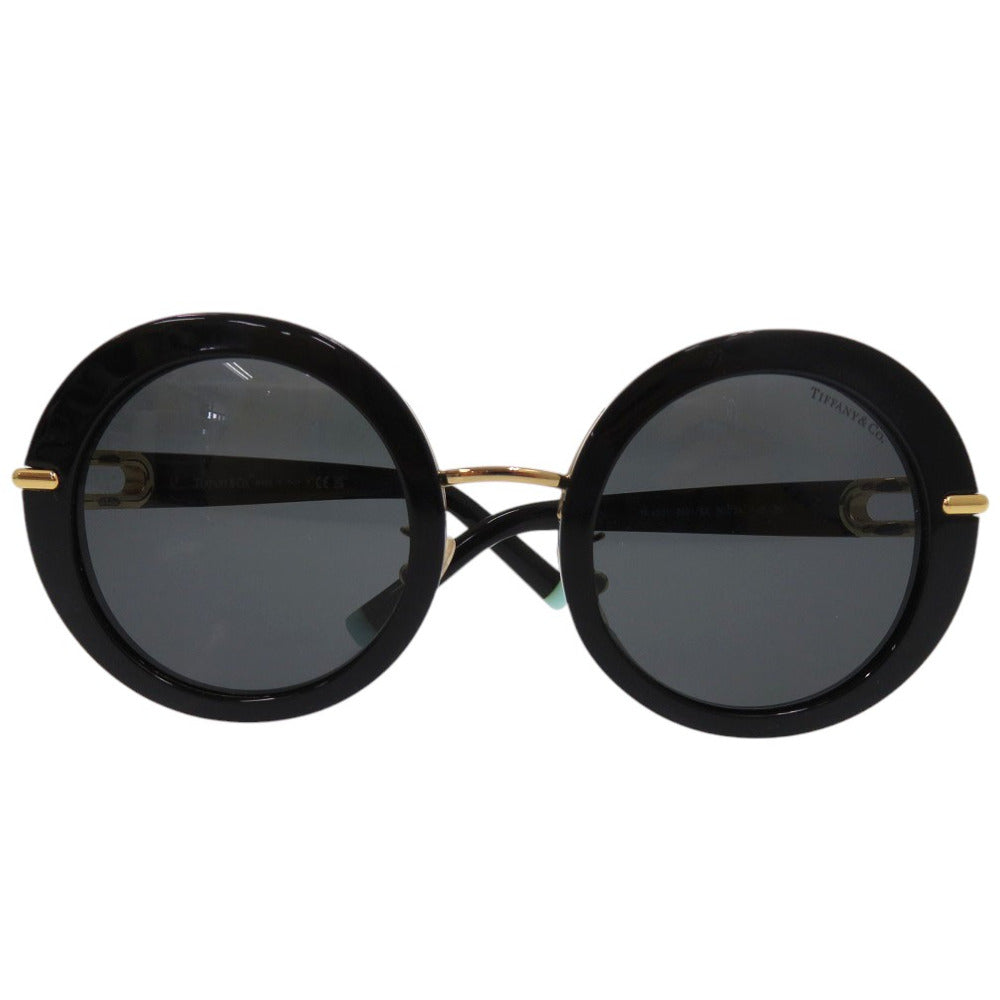 美品 ティファニー ラウンド サングラス フルリム TF4201 8001/S4 ブラック 0480【中古】TIFFANY&Co.