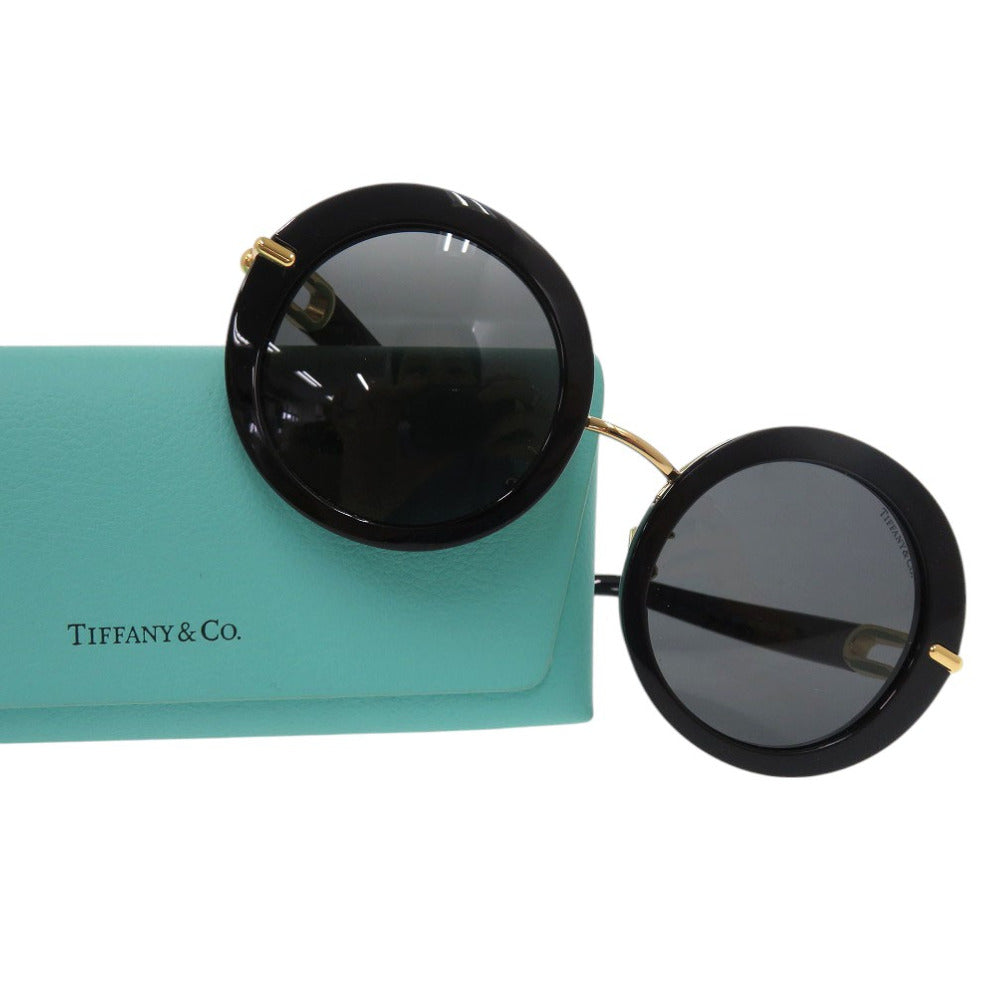 美品 ティファニー ラウンド サングラス フルリム TF4201 8001/S4 ブラック 0480【中古】TIFFANY&Co.