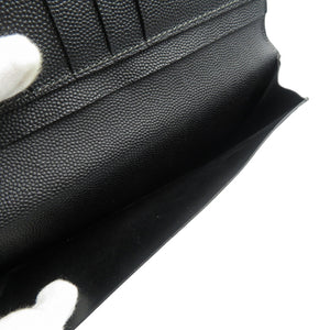 美品 カルティエ サントス レザー シルバー金具 ブラック 黒 二つ折り長財布 0482【中古】Cartier