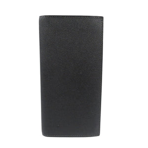 美品 カルティエ サントス レザー シルバー金具 ブラック 黒 二つ折り長財布 0482【中古】Cartier