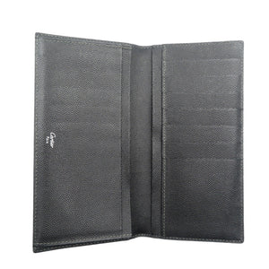 美品 カルティエ サントス レザー シルバー金具 ブラック 黒 二つ折り長財布 0482【中古】Cartier