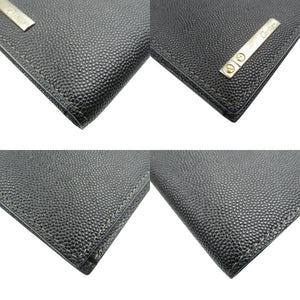 美品 カルティエ サントス レザー シルバー金具 ブラック 黒 二つ折り長財布 0482【中古】Cartier
