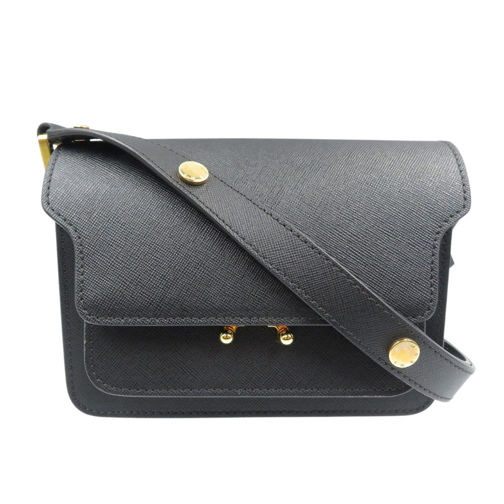 美品 マルニ TRUNK MINI SBMPS01NO1 レザー ゴールド金具 ブラック 黒 ショルダーバッグ 0495【中古】MARNI