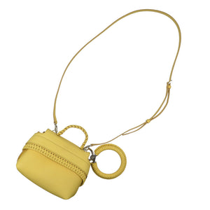 新品同様 トッズ ウェーブ レザー シルバー金具 イエロー 2WAY ショルダーバッグ ハンドバッグ 0498【中古】TOD'S