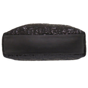 新品同様 ドルチェアンドガッバーナ スパンコール レザー ブラック チェーントートバッグ 黒 0499【中古】DOLCE&GABBANA