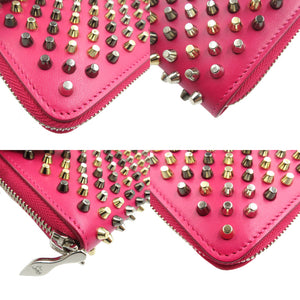 新品同様 クリスチャンルブタン パネトーネ スタッズ 1175161 レザー シルバー金具 ローザ ピンク レッド ラウンドファスナー 長財布 0502【中古】Christian Louboutin