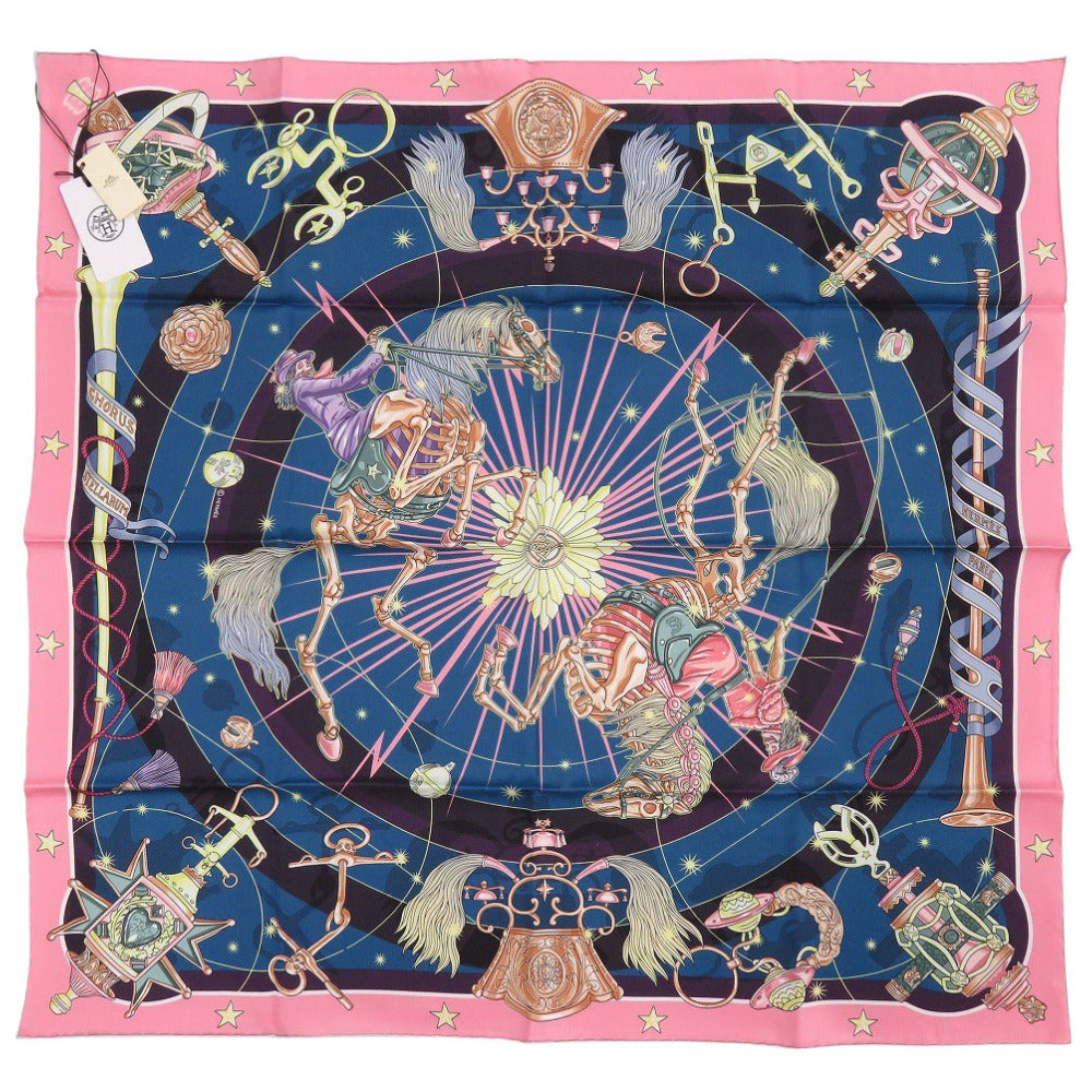 未使用 エルメス カレ70 CARRE CHORUS STELLARUM コーラス ステラルム H983912S シルク ローズ ブルーコバルト スカーフ 0507【中古】HERMES