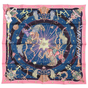 未使用 エルメス カレ70 CARRE CHORUS STELLARUM コーラス ステラルム H983912S シルク ローズ ブルーコバルト スカーフ 0507【中古】HERMES